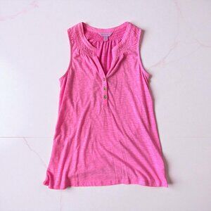 LILLY PULITZER Pink Button Front Casual Tank Top Size XXS
